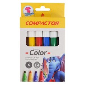 CANETA HIDROGRAFICA COMPACTOR COLOR 6 CORES