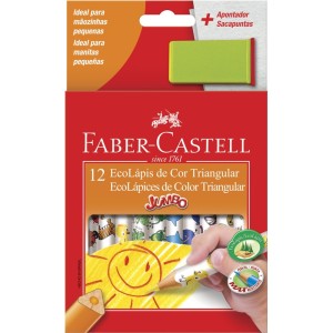 LAPIS DE COR JUMBO 12 CORES C/APONTADOR FABER CASTELL