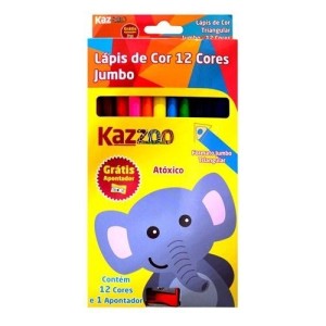 LAPIS DE COR JUMBO 12 CORES KAZZOO
