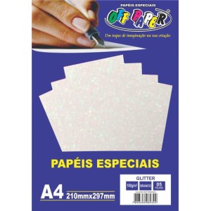 PAPEL GLITTER 180G OFF PAPER 05 FOLHAS BRANCO