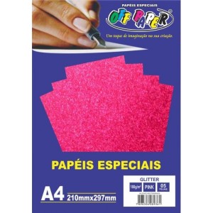 PAPEL GLITTER 180G OFF PAPER 05 FOLHAS PINK