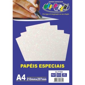 PAPEL GLITTER 180G OFF PAPER 05 FOLHAS PRATA
