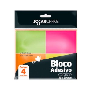 BLOCO ADESIVO 35X50MM C/04 COLORIDO JOCAR 91115