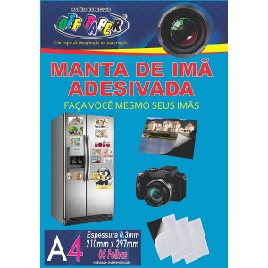 MANTA DE IMA ADESIVA A4 ESPESSURA 0.3MM COM 05FLS OFF PAPER