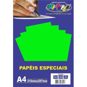 PAPEL NEON LARANJA 20FL OFF PAPER VERDE