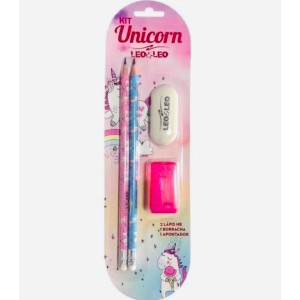 KIT LAPIS APONTADOR E BORRACHA LEO LEO UNICORNIO