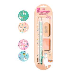 KIT LAPIS APONTADOR E BORRACHA LEO LEO LHAMA