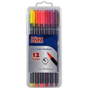 CANETA HIDROGRAFICA 12 CORES FINELINER KAZ KZ710