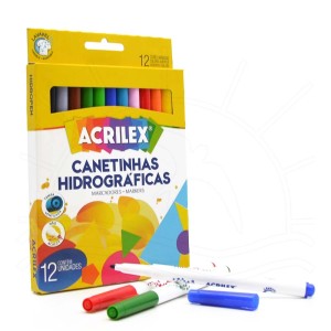 CANETINHA HIDROGRAFICA ACRILEX 12 CORES