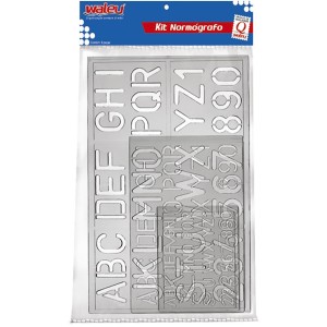 KIT REGUA NORMOGRAFO CRISTAL WALEU