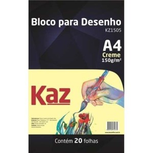 BLOCO DE DESENHO  A4 CREME 20FLS 150G KAZ